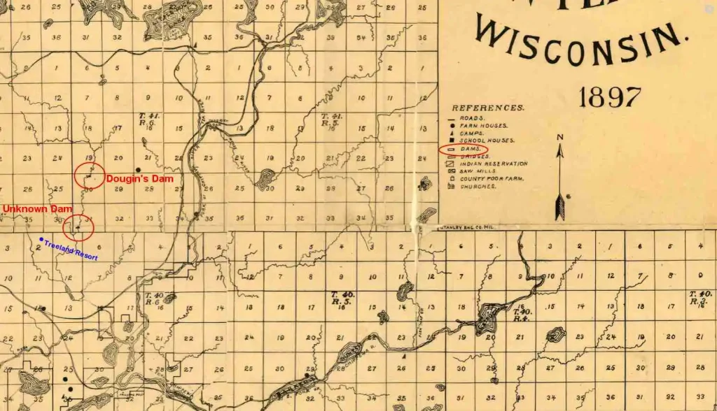 1897 Map of Where Dougins Dam Would Have Been