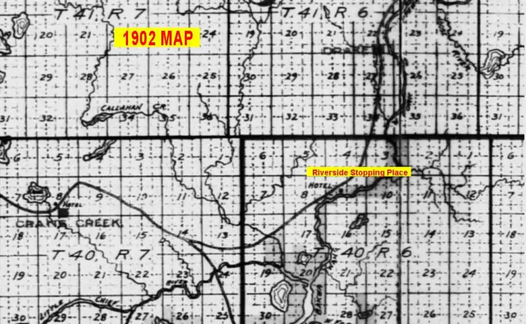 Riverside Stopping Place Location - Chippewa River 1902 Map